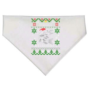 Muskie Angler Fishmas Musky Fishing Funny Gift Ugly Christmas Gift USA-Made Doggie Bandana