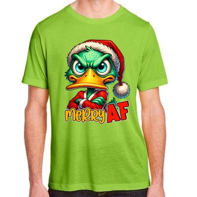 Merry Af Funny Sarcastic Grumpy Duck Christmas Adult ChromaSoft Performance T-Shirt