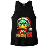 Merry Af Funny Sarcastic Grumpy Duck Christmas Ladies PosiCharge Tri-Blend Wicking Tank