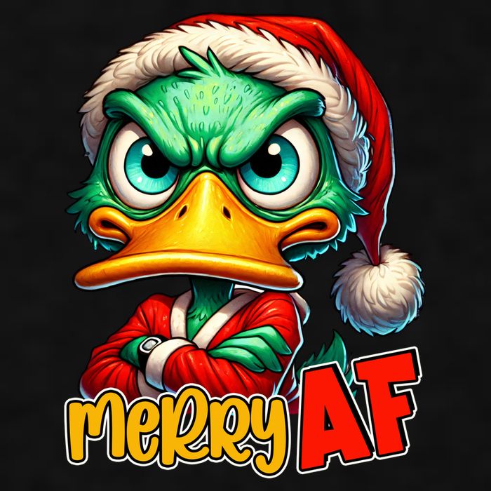 Merry Af Funny Sarcastic Grumpy Duck Christmas Ladies PosiCharge Tri-Blend Wicking Tank