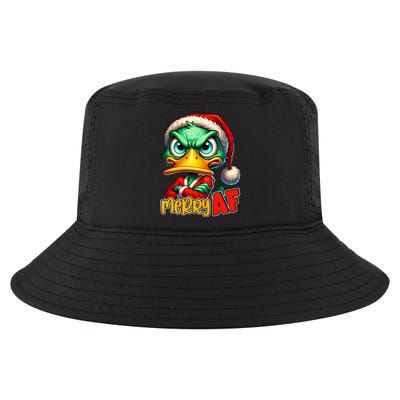 Merry Af Funny Sarcastic Grumpy Duck Christmas Cool Comfort Performance Bucket Hat