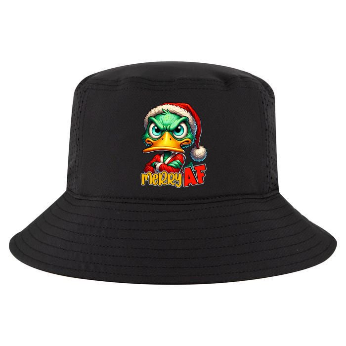 Merry Af Funny Sarcastic Grumpy Duck Christmas Cool Comfort Performance Bucket Hat
