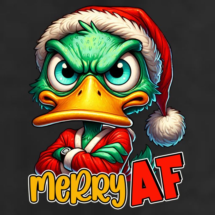 Merry Af Funny Sarcastic Grumpy Duck Christmas Cool Comfort Performance Bucket Hat