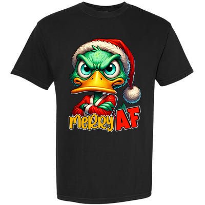 Merry Af Funny Sarcastic Grumpy Duck Christmas Garment-Dyed Heavyweight T-Shirt