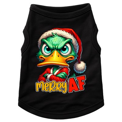 Merry Af Funny Sarcastic Grumpy Duck Christmas Doggie Tank