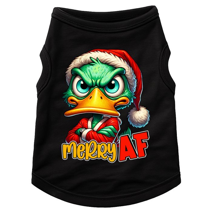 Merry Af Funny Sarcastic Grumpy Duck Christmas Doggie Tank