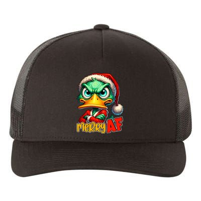 Merry Af Funny Sarcastic Grumpy Duck Christmas Yupoong Adult 5-Panel Trucker Hat