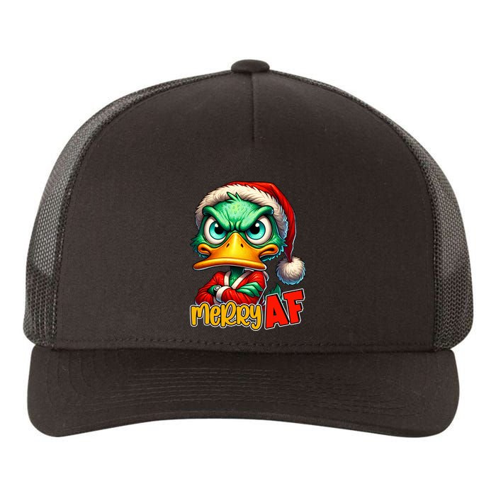 Merry Af Funny Sarcastic Grumpy Duck Christmas Yupoong Adult 5-Panel Trucker Hat
