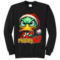 Merry Af Funny Sarcastic Grumpy Duck Christmas Sweatshirt