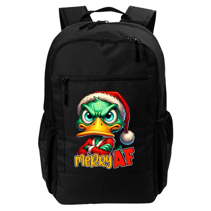Merry Af Funny Sarcastic Grumpy Duck Christmas Backpack