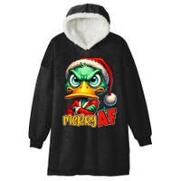 Merry Af Funny Sarcastic Grumpy Duck Christmas Hooded Wearable Blanket