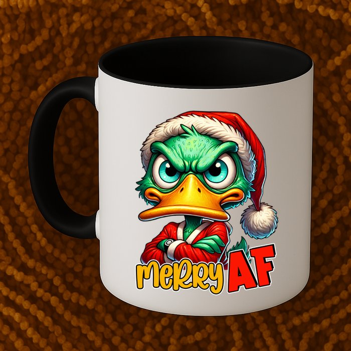 Merry Af Funny Sarcastic Grumpy Duck Christmas Mug