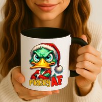 Merry Af Funny Sarcastic Grumpy Duck Christmas Mug