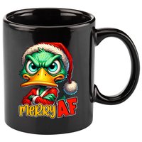 Merry Af Funny Sarcastic Grumpy Duck Christmas 11oz C Handle Ceramic Mug