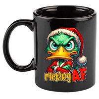Merry Af Funny Sarcastic Grumpy Duck Christmas 11oz C Handle Ceramic Mug