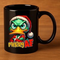 Merry Af Funny Sarcastic Grumpy Duck Christmas 11oz C Handle Ceramic Mug