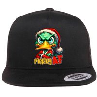 Merry Af Funny Sarcastic Grumpy Duck Christmas Flatbill Hat