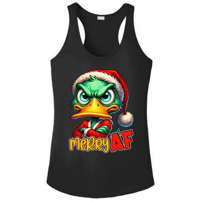 Merry Af Funny Sarcastic Grumpy Duck Christmas Ladies PosiCharge Competitor Racerback Tank