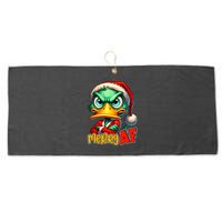 Merry Af Funny Sarcastic Grumpy Duck Christmas Large Microfiber Waffle Golf Towel