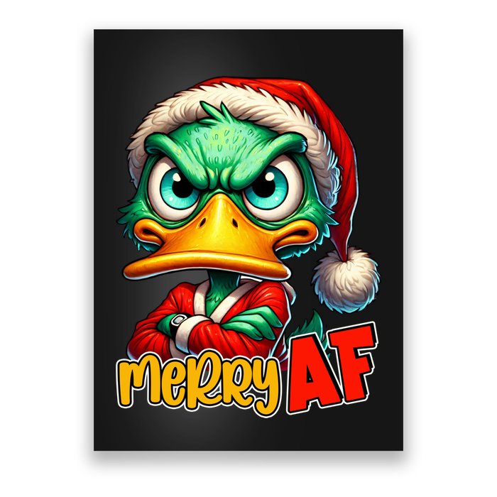 Merry Af Funny Sarcastic Grumpy Duck Christmas Poster