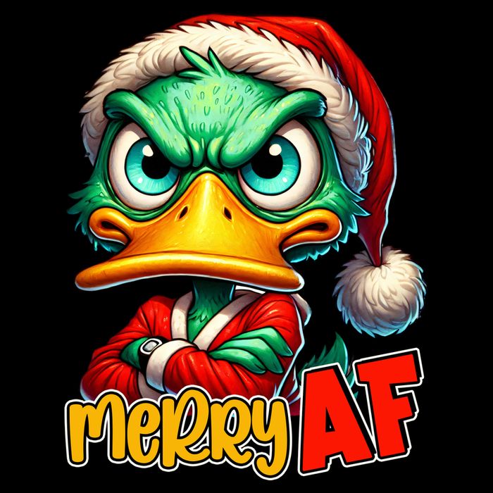 Merry Af Funny Sarcastic Grumpy Duck Christmas Poster