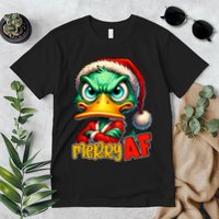 Merry Af Funny Sarcastic Grumpy Duck Christmas Premium T-Shirt