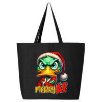 Merry Af Funny Sarcastic Grumpy Duck Christmas 25L Jumbo Tote