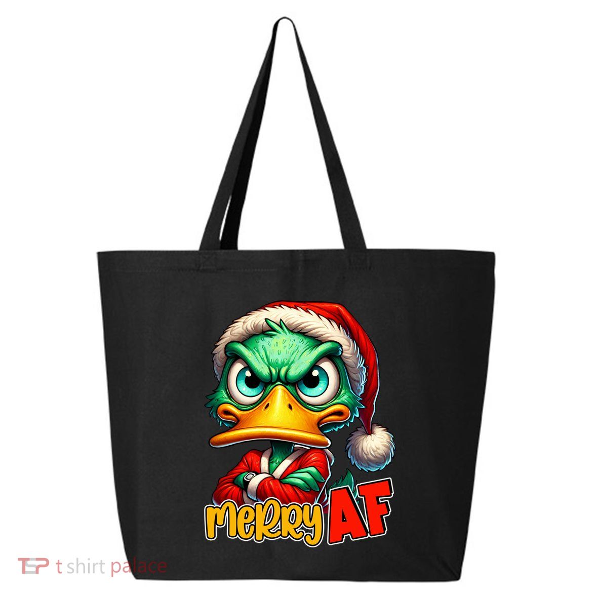 Merry Af Funny Sarcastic Grumpy Duck Christmas 25L Jumbo Tote