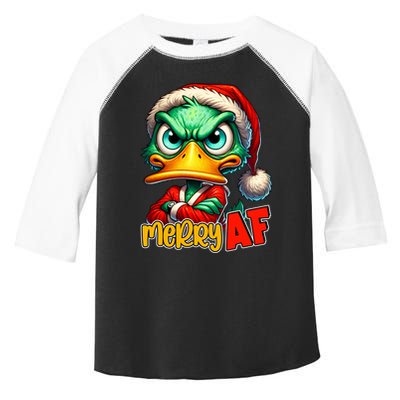 Merry Af Funny Sarcastic Grumpy Duck Christmas Toddler Fine Jersey T-Shirt