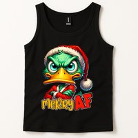 Merry Af Funny Sarcastic Grumpy Duck Christmas Tank Top