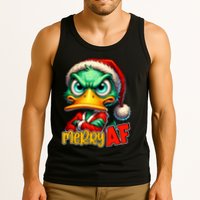 Merry Af Funny Sarcastic Grumpy Duck Christmas Tank Top