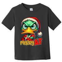 Merry Af Funny Sarcastic Grumpy Duck Christmas Toddler T-Shirt
