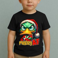 Merry Af Funny Sarcastic Grumpy Duck Christmas Toddler T-Shirt