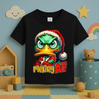 Merry Af Funny Sarcastic Grumpy Duck Christmas Toddler T-Shirt