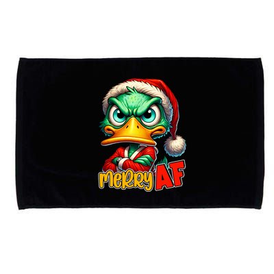Merry Af Funny Sarcastic Grumpy Duck Christmas Microfiber Hand Towel