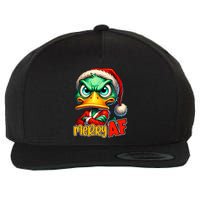Merry Af Funny Sarcastic Grumpy Duck Christmas Wool Snapback Cap