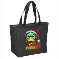 Merry Af Funny Sarcastic Grumpy Duck Christmas Zip Tote Bag