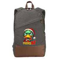 Merry Af Funny Sarcastic Grumpy Duck Christmas Cotton Canvas Backpack