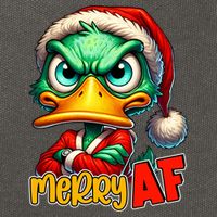 Merry Af Funny Sarcastic Grumpy Duck Christmas Cotton Canvas Backpack