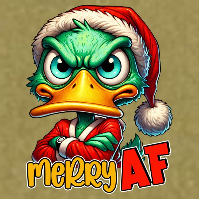 Merry Af Funny Sarcastic Grumpy Duck Christmas Garment-Dyed Women's Muscle Tee