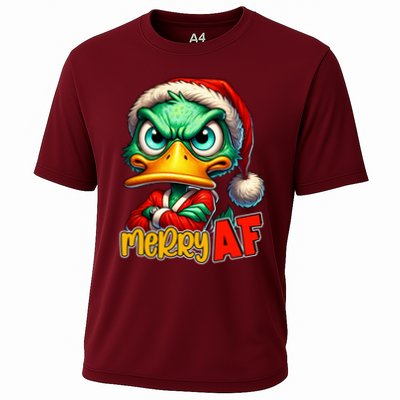 Merry Af Funny Sarcastic Grumpy Duck Christmas Performance Shirt