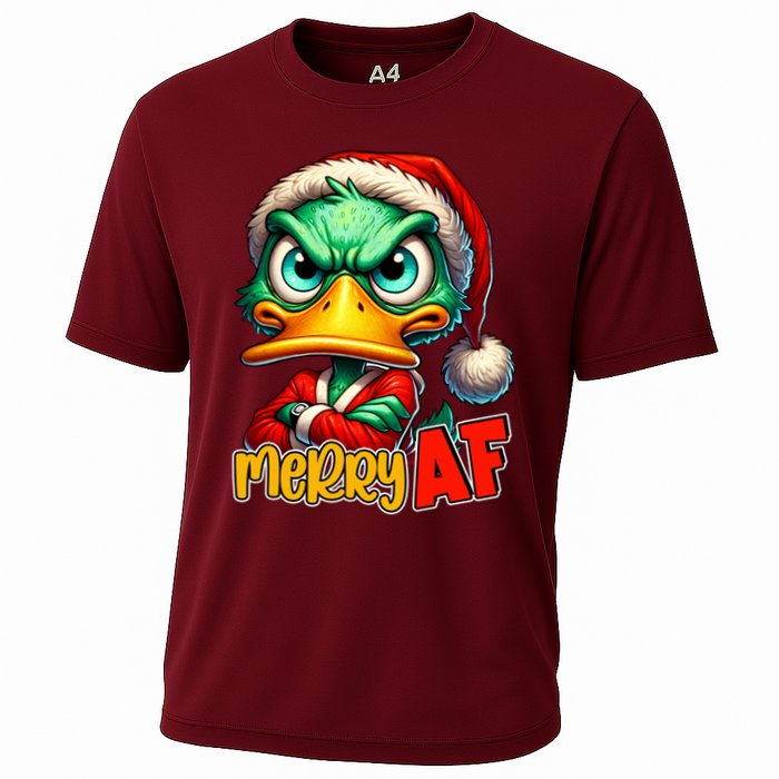 Merry Af Funny Sarcastic Grumpy Duck Christmas Performance Shirt