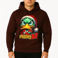 Merry Af Funny Sarcastic Grumpy Duck Christmas Hoodie