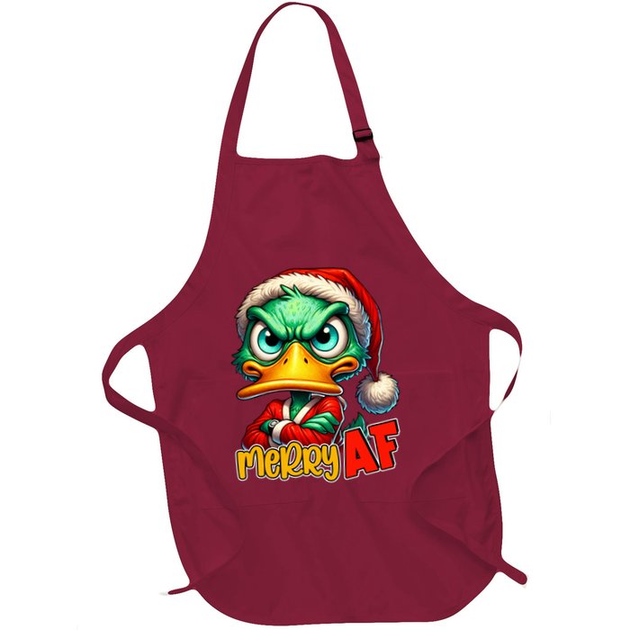 Merry Af Funny Sarcastic Grumpy Duck Christmas Apron