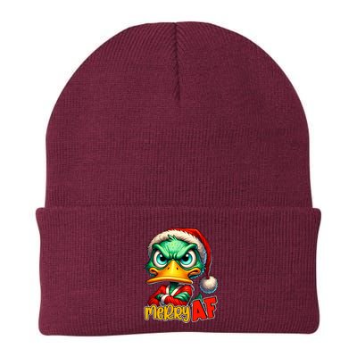Merry Af Funny Sarcastic Grumpy Duck Christmas Beanie