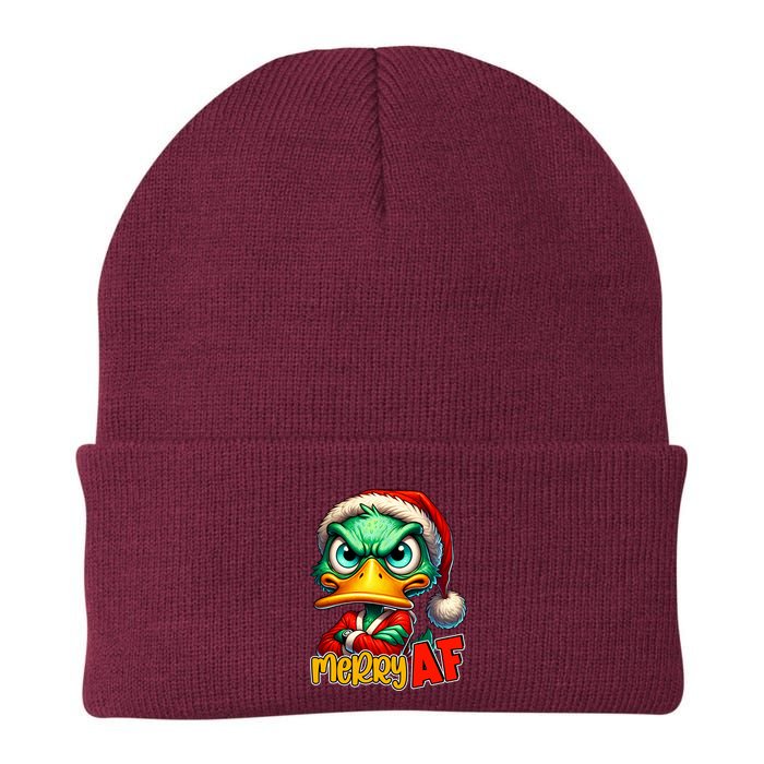 Merry Af Funny Sarcastic Grumpy Duck Christmas Beanie