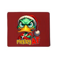 Merry Af Funny Sarcastic Grumpy Duck Christmas Mousepad