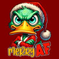 Merry Af Funny Sarcastic Grumpy Duck Christmas Mousepad
