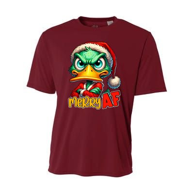 Merry Af Funny Sarcastic Grumpy Duck Christmas Youth Performance Sprint T-Shirt