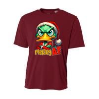Merry Af Funny Sarcastic Grumpy Duck Christmas Youth Performance Sprint T-Shirt